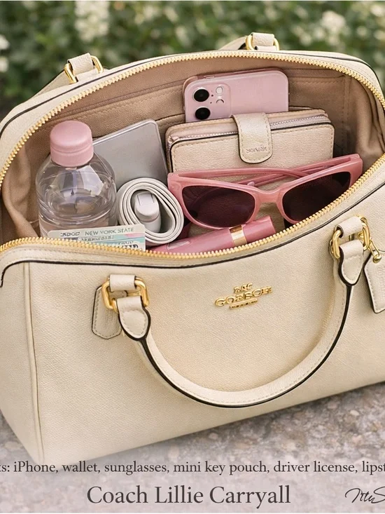 NEW Coach Lillie Carryall Satchel Chalk Crossgrain Leather Carryall Bag NWT - Picture 3 of 16